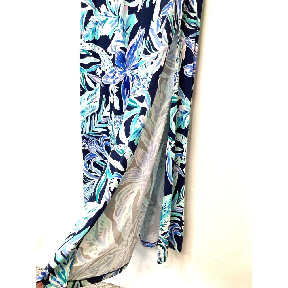 Lilly Pulitzer NWT Malia Maxi Dress High Tide Navy Ready Set Gecko Size Large - Picture 6 of 16